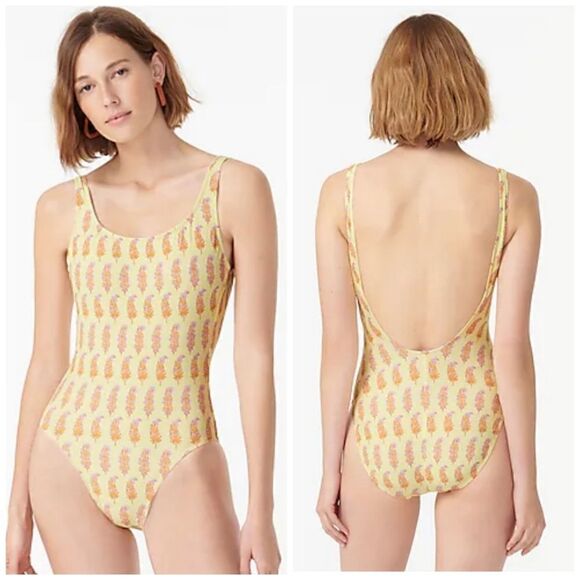 NWT J CREW x SZ Blockprints swimsuit yellow‎ one piece bathing suit 14 - Picture 1 of 11